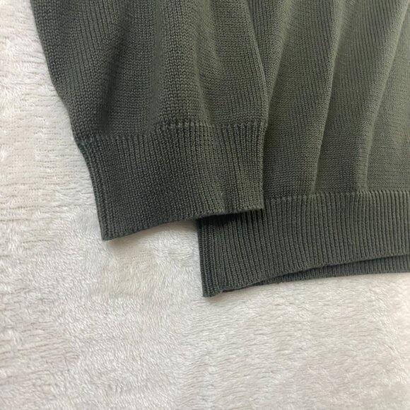 Eddie Bauer Men's Supima Cotton V Neck Solid Olive Army Green Knit Sweater L - Picture 4 of 8